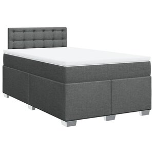 vidaXL Sommier à lattes de lit avec matelas Gris foncé 120x200cm Tissu