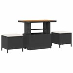 vidaXL Ensemble de salle à manger pour jardin Noir polyrotin