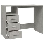 vidaXL Bureau avec tiroirs Gris béton 102x50x76 cm Bois d'ingénierie