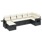 vidaXL Salon de jardin 7 Pièces avec coussins noir résine tressée