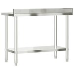 vidaXL Table de travail de cuisine avec dosseret 110x55x93 cm inox