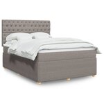 vidaXL Sommier à lattes de lit avec matelas Taupe 160x200 cm Tissu