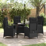 vidaXL Ensemble de salle à manger pour jardin 5 Pièces Noir polyrotin