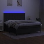 vidaXL Sommier à lattes de lit et matelas et LED Noir 160x200 cm Tissu