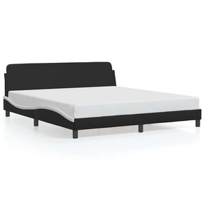 vidaXL Cadre de lit Dover noir et blanc 180x200 cm similicuir