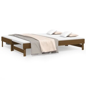 vidaXL Lit coulissant sans matelas marron miel 2x(100x200) cm