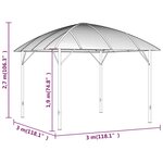 vidaXL Belvédère avec parois latérales et toit arqué 3x3 m Anthracite