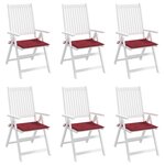 vidaXL Coussins de chaise de jardin lot de 6 rouge bordeaux 40x40x4 cm