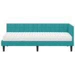 vidaXL Cadre de lit d'angle avec matelas 2 Pièces Turquoise Velours