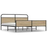 vidaXL Cadre de lit en métal sans matelas chêne fumé 150x200 cm