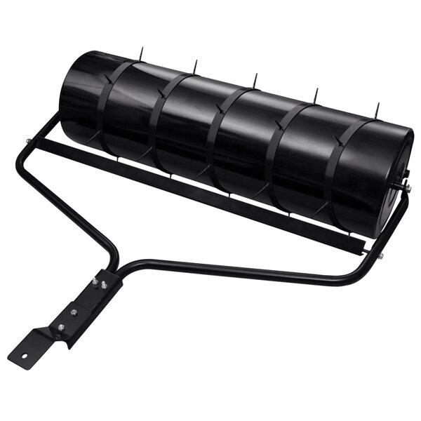 vidaXL Rouleau de jardin et de pelouse à tirer avec pinces aérateur noir 63 L en fer