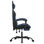 vidaXL Chaise de jeu avec repose-pied Noir et bleu Similicuir