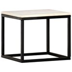 vidaXL Table basse Blanc 40x40x35 cm Pierre véritable texture marbre