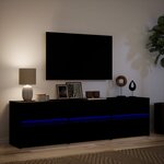 vidaXL Meuble TV avec LED noir 180x34x50 cm bois d'ingénierie