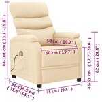 vidaXL Fauteuil de massage Crème Tissu