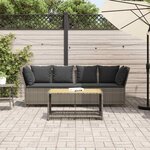 vidaXL Canapé de jardin avec coussins Gris Résine tressée