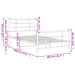 vidaXL Cadre de lit métal avec tête de lit/pied de lit blanc 100x190cm