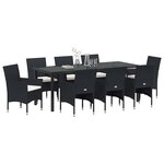 vidaXL Ensemble de salle à manger pour jardin 9 Pièces Noir polyrotin