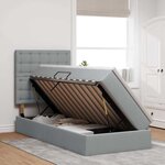 vidaXL Lit de rangement LED avec matelas Gris clair 90 x 190 cm Tissu