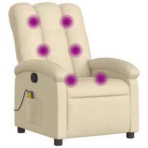 vidaXL Fauteuil de massage inclinable Crème Tissu