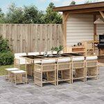 vidaXL Ensemble à manger de jardin et coussins 13 Pièces beige