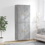 vidaXL Buffet haut Gris béton 69 5x34x180 cm Bois d'ingénierie