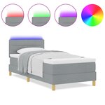 vidaXL Lit à ressorts avec matelas et LED gris clair 100x200 cm en tissu