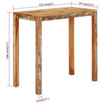 vidaXL Table de bar 112x55x108 cm Bois massif de récupération