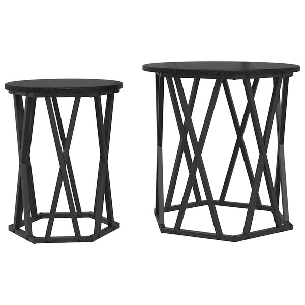 vidaXL Table basse 2 Pièces Chêne noir Bois d'ingénierie et acier