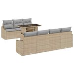 vidaXL Ensemble de canapé de jardin avec coussin 8 Pièces Beige polyrotin