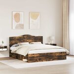 vidaXL Cadre de lit Chêne fumé 200 x 200 cm Pin massif