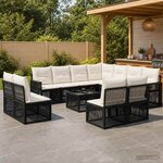 vidaXL Ensemble de canapé de jardin 12 pc Noir et blanc crème