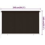 vidaXL Store roulant d'extérieur 240x140 cm Marron PEHD
