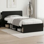 vidaXL Cadre de lit avec rangement Noir 90 x 200 cm Bois d'ingénierie