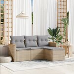 vidaXL Salon de jardin avec coussins 4Pièces mélange beige résine tressée