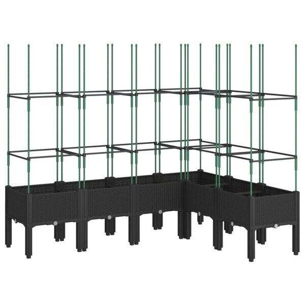 vidaXL Jardinière avec treillis noir 160x120x142 5 cm PP