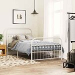 vidaXL Cadre de lit métal sans matelas et pied de lit blanc 107x203 cm
