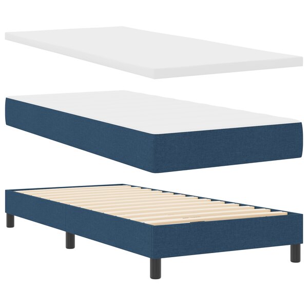 vidaXL Lit à ressorts avec matelas  bleu  160 x 200 cm  tissu.