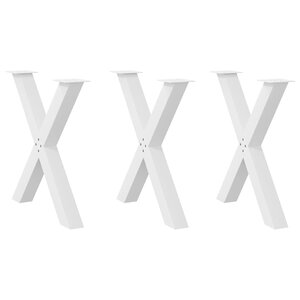 vidaXL Pieds de table à manger en forme de X 3 pièces blanc 70 x (72-73) cm acier