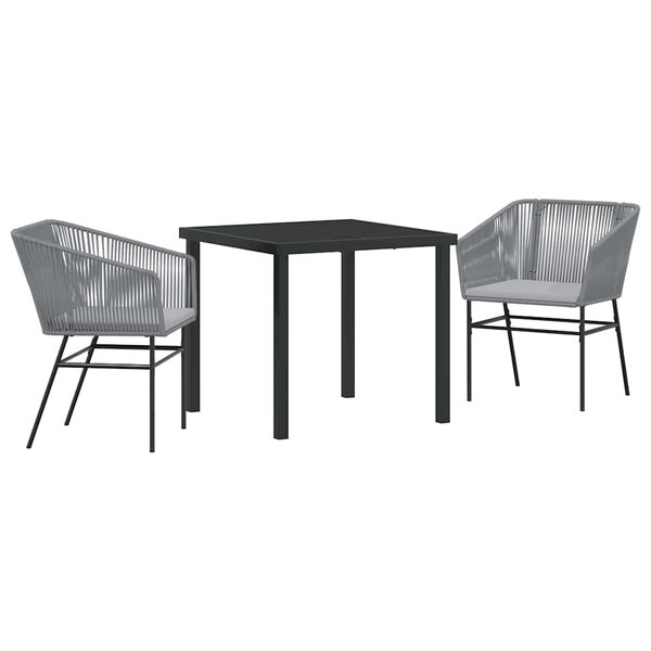 vidaXL Ensemble de salle à manger pour jardin 3 Pièces Gris Poly rotin