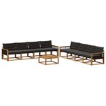 vidaXL Ensemble de canapés d'extérieur 9 Pièces Naturel et noir