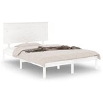 vidaXL Cadre de lit Blanc Bois massif 120x190 cm Petit double