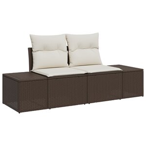 vidaXL Canapé de jardin 2 places avec rangement et coussins Marron Rotin Synthétique