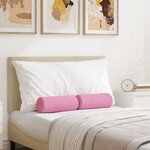 vidaXL Coussins d'accent 2 Pièces Rose Ø 15 x 40 cm tissu