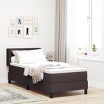 vidaXL Lit boxspring avec matelas Marron foncé 80 x 200 cm