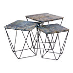 Table d'appoint en bois de manguier finition marbre bleu
