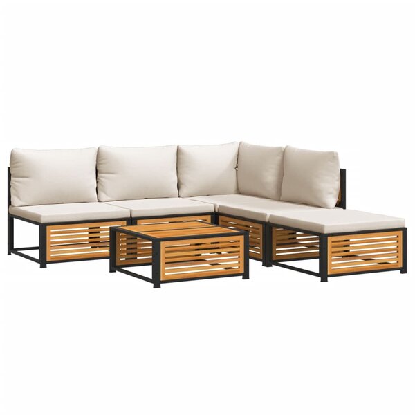 vidaXL Salon de jardin avec coussins 6 Pièces bois d'acacia solide