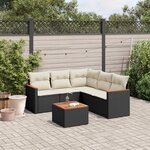 vidaXL Salon de jardin 6 Pièces avec coussins noir résine tressée