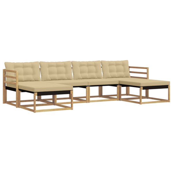 vidaXL Ensemble de canapés d'extérieur 6 pc Blanc et Beige