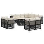 vidaXL Ensemble de canapé de jardin 12 pc Noir polyrotin